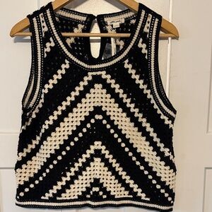 Ultra Pink Black and Cream Crochet Tank Top